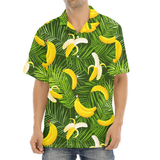 Green Tropical Banana Pattern Print Aloha Shirt