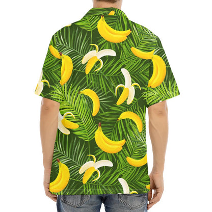 Green Tropical Banana Pattern Print Aloha Shirt