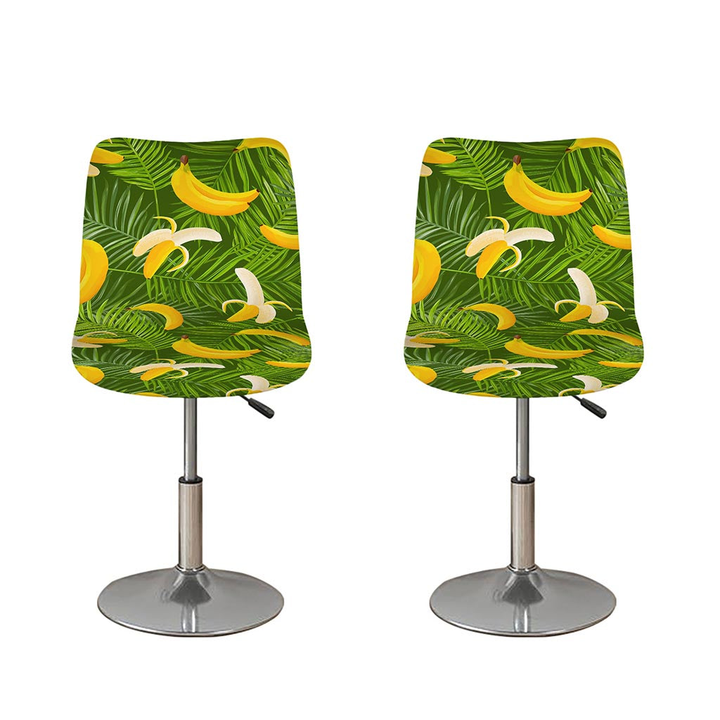 Green Tropical Banana Pattern Print Bar Stool Covers