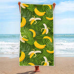 Green Tropical Banana Pattern Print Beach Towel