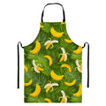 Green Tropical Banana Pattern Print Bib Apron With Pocket