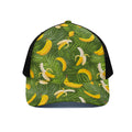 Green Tropical Banana Pattern Print Black Mesh Trucker Hat
