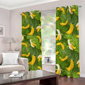 Green Tropical Banana Pattern Print Dimout Grommet Curtains