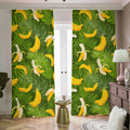 Green Tropical Banana Pattern Print Dimout Pencil Pleat Curtains