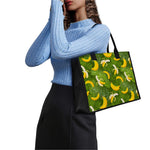 Green Tropical Banana Pattern Print Canvas Tote Bag