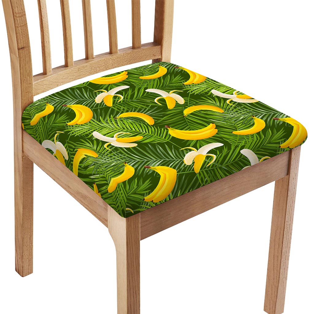 Green Tropical Banana Pattern Print Chair Cushion Cover