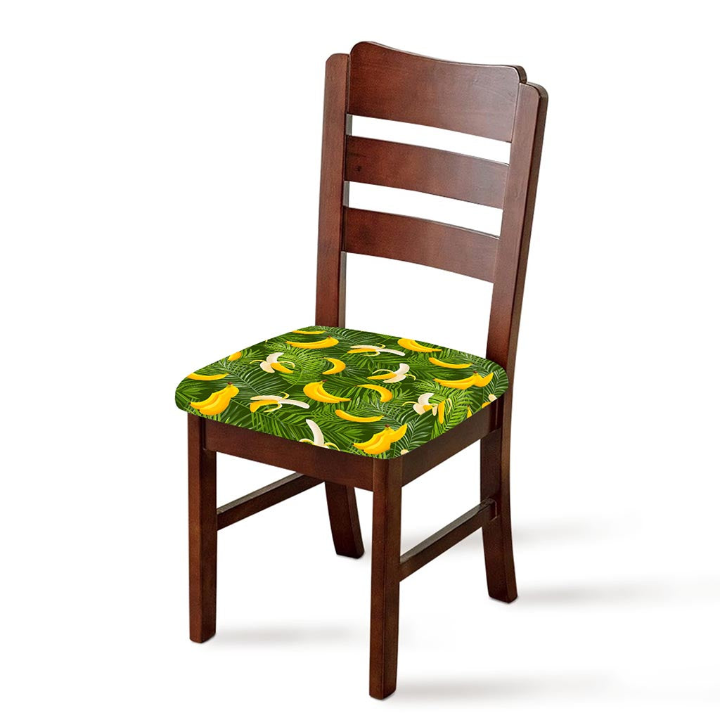 Green Tropical Banana Pattern Print Chair Cushion Cover