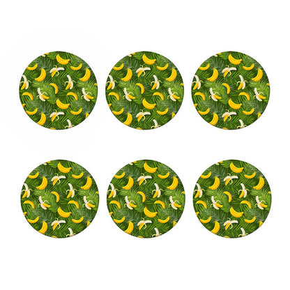 Green Tropical Banana Pattern Print Coaster Set