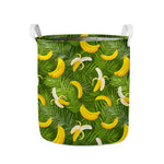 Green Tropical Banana Pattern Print Collapsible Laundry Basket
