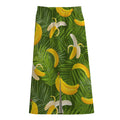 Green Tropical Banana Pattern Print Cotton Front Slit Maxi Skirt
