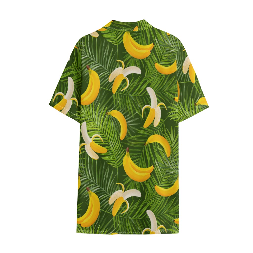Green Tropical Banana Pattern Print Cotton Hawaiian Shirt