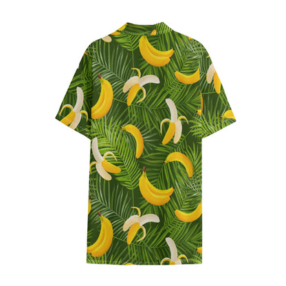Green Tropical Banana Pattern Print Cotton Hawaiian Shirt