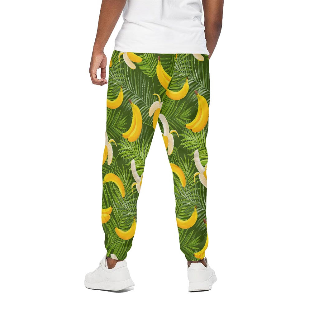 Green Tropical Banana Pattern Print Cotton Pants
