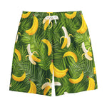 Green Tropical Banana Pattern Print Cotton Shorts