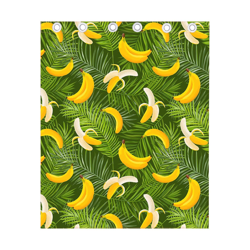 Green Tropical Banana Pattern Print Curtain