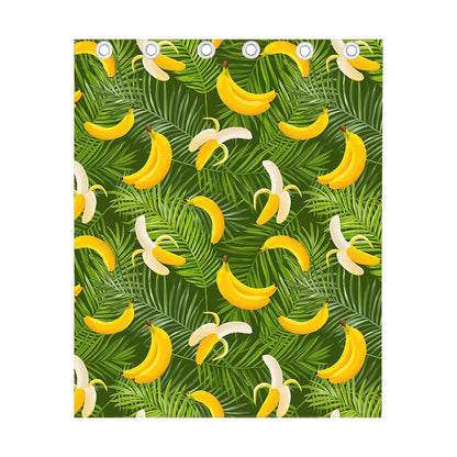 Green Tropical Banana Pattern Print Curtain