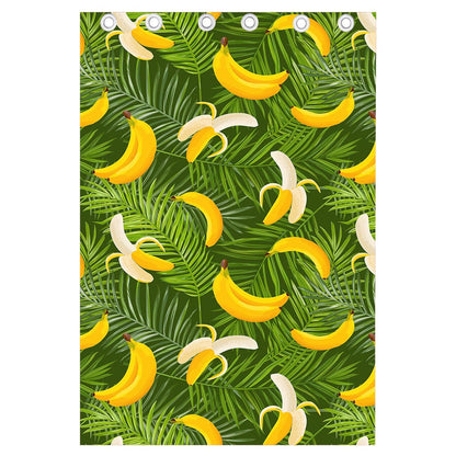Green Tropical Banana Pattern Print Curtain