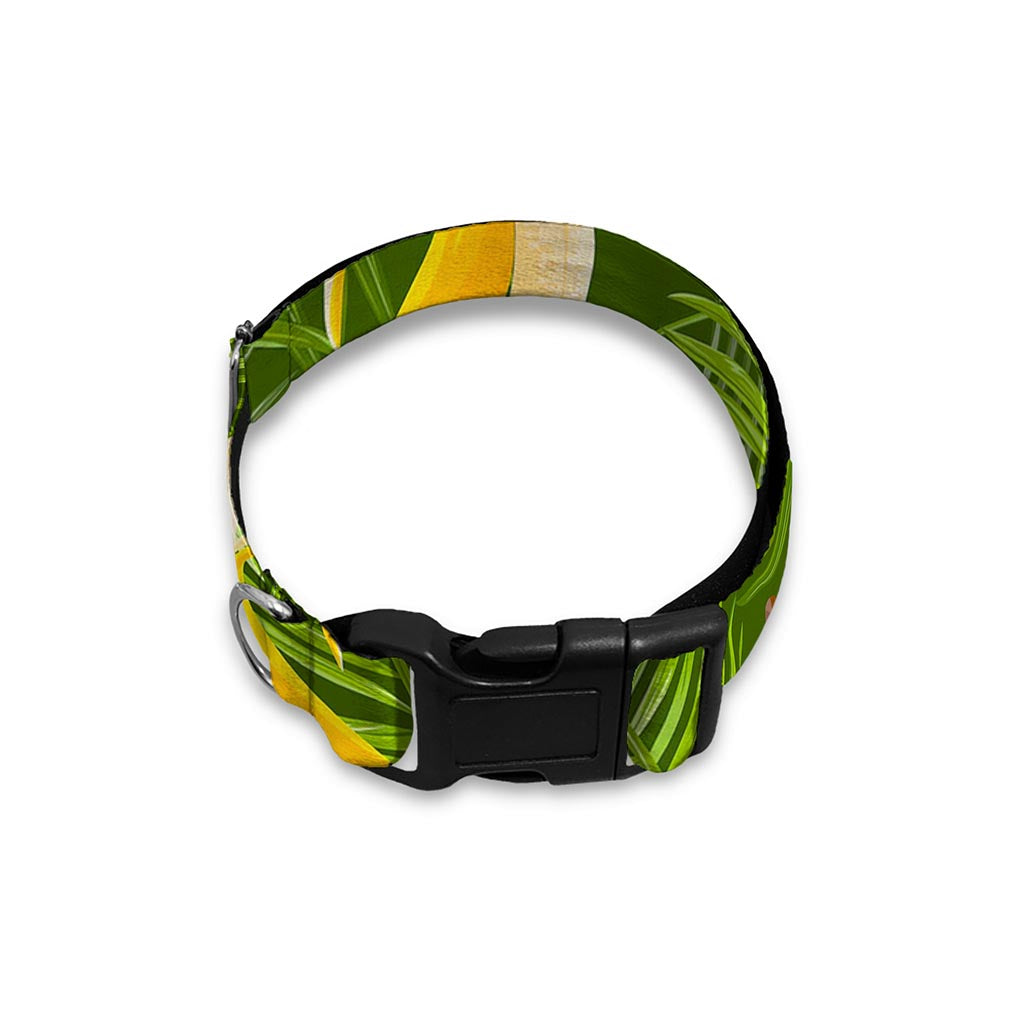 Green Tropical Banana Pattern Print Dog Collar