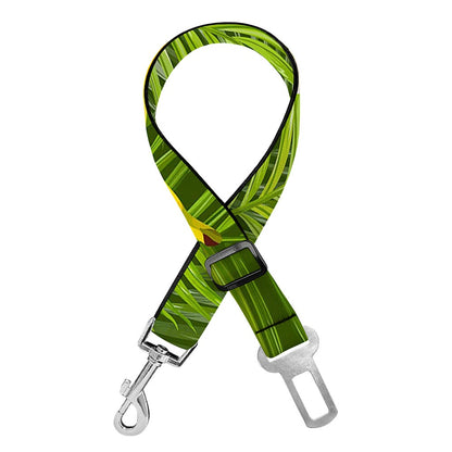 Green Tropical Banana Pattern Print Dog Seat Belt