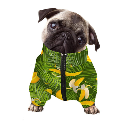 Green Tropical Banana Pattern Print Dog Zip Up Jacket