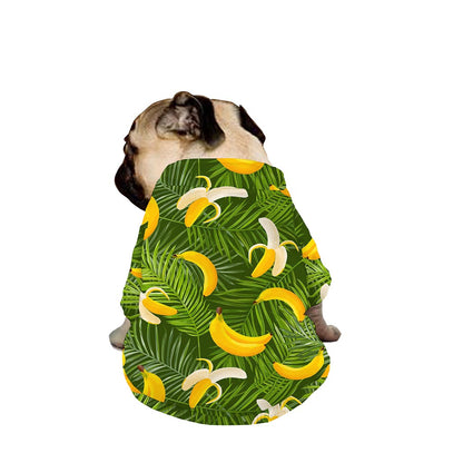 Green Tropical Banana Pattern Print Dog Zip Up Jacket
