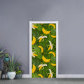 Green Tropical Banana Pattern Print Door Sticker