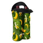Green Tropical Banana Pattern Print Double Neoprene Wine Tote