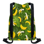 Green Tropical Banana Pattern Print Drawstring Backpack