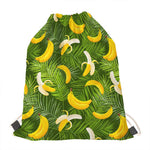 Green Tropical Banana Pattern Print Drawstring Bag