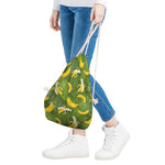 Green Tropical Banana Pattern Print Drawstring Bag