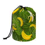 Green Tropical Banana Pattern Print Drawstring Makeup Bag