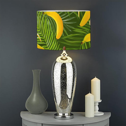 Green Tropical Banana Pattern Print Drum Lamp Shade