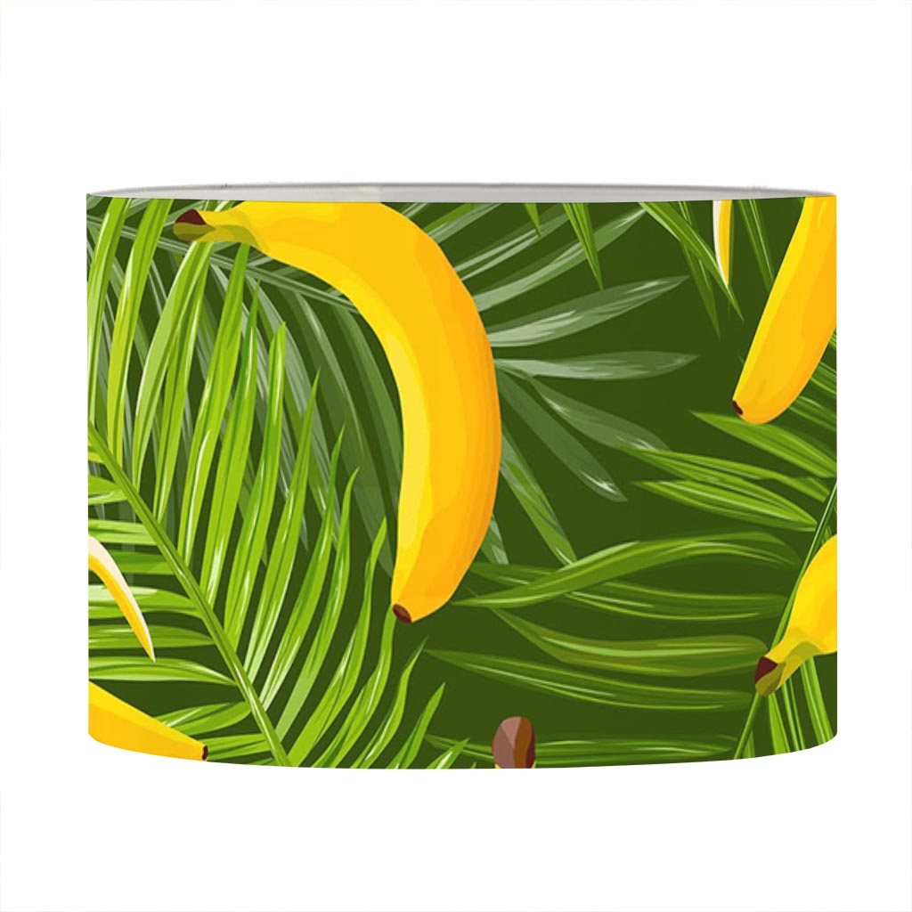 Green Tropical Banana Pattern Print Drum Lamp Shade