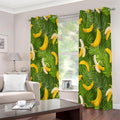 Green Tropical Banana Pattern Print Extra Wide Grommet Curtains