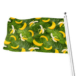 Green Tropical Banana Pattern Print Flag