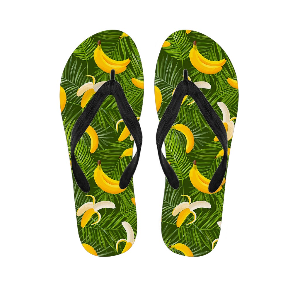 Green Tropical Banana Pattern Print Flip Flops