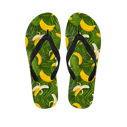 Green Tropical Banana Pattern Print Flip Flops
