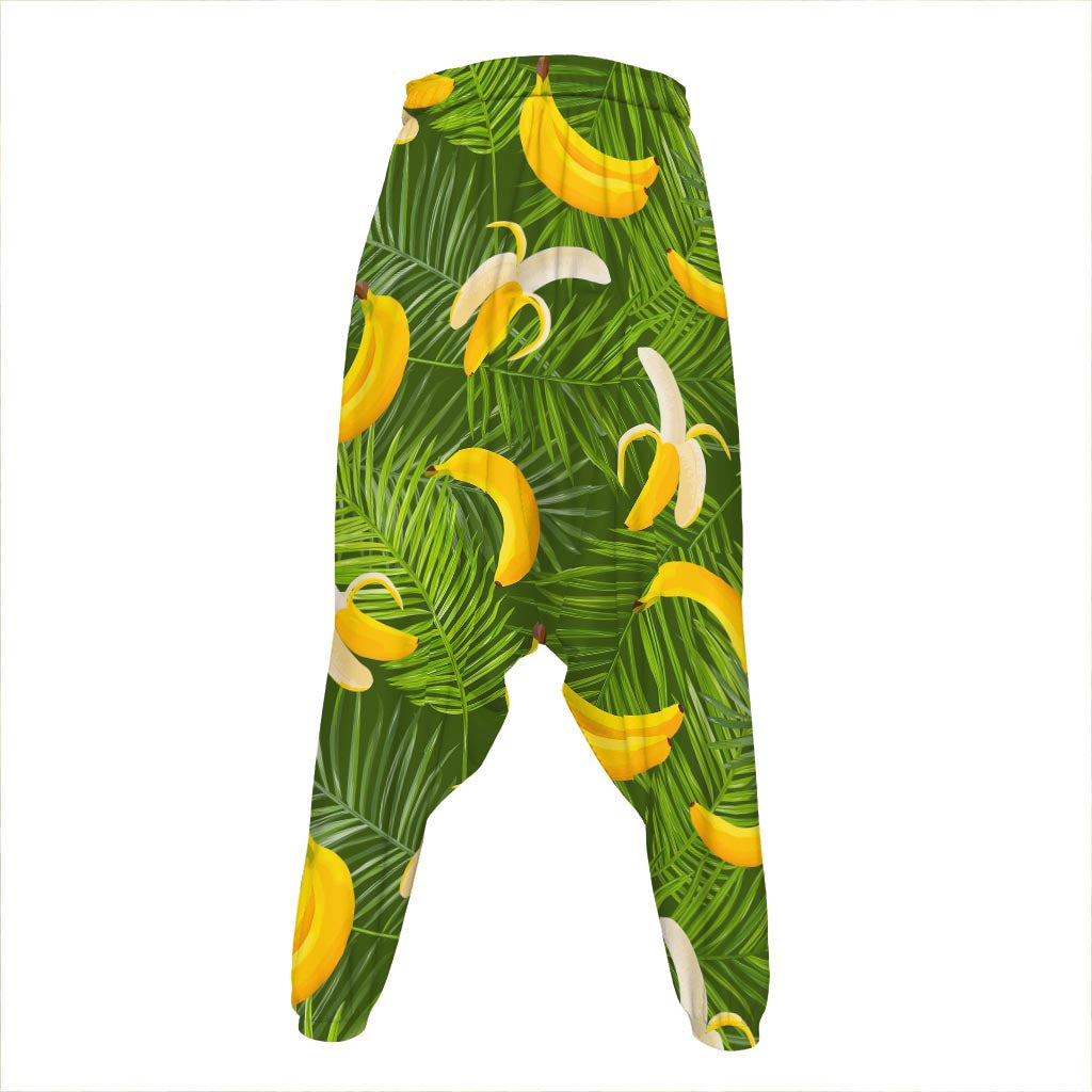 Green Tropical Banana Pattern Print Hammer Pants
