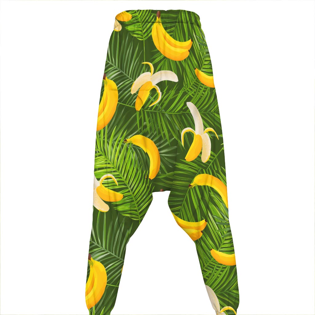 Green Tropical Banana Pattern Print Hammer Pants