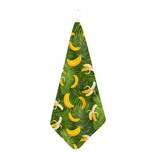 Green Tropical Banana Pattern Print Hand Towel