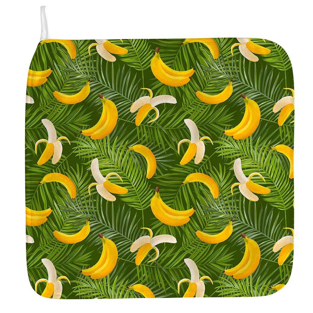 Green Tropical Banana Pattern Print Hand Towel