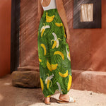 Green Tropical Banana Pattern Print Harem Pants