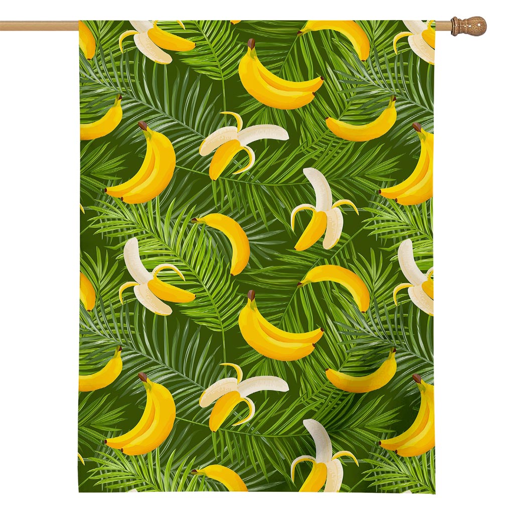 Green Tropical Banana Pattern Print House Flag