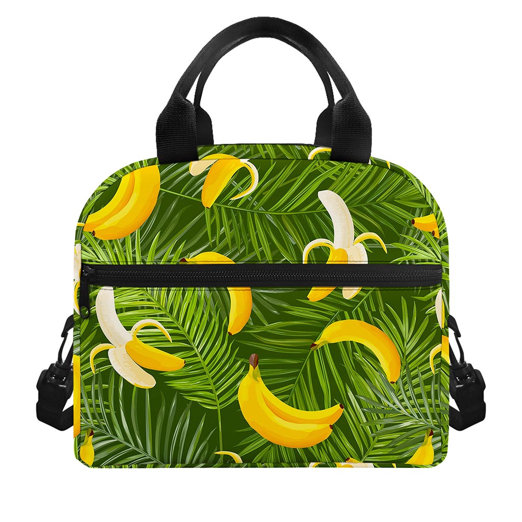 Green Tropical Banana Pattern Print Insulated Lunch Bag
