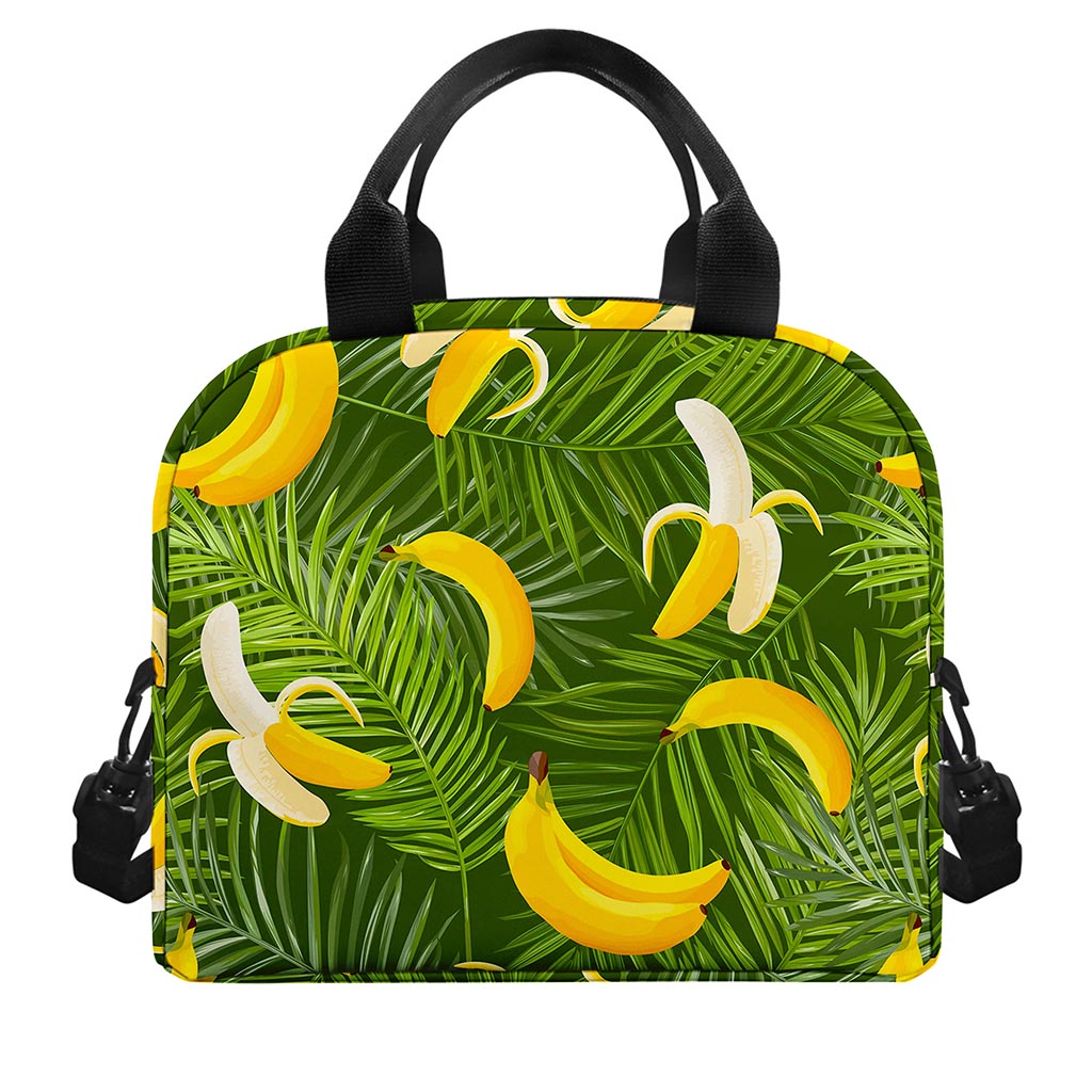 Green Tropical Banana Pattern Print Insulated Lunch Bag