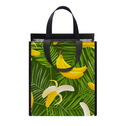 Green Tropical Banana Pattern Print Insulated Lunch Tote