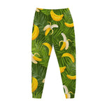 Green Tropical Banana Pattern Print Jogger Pants