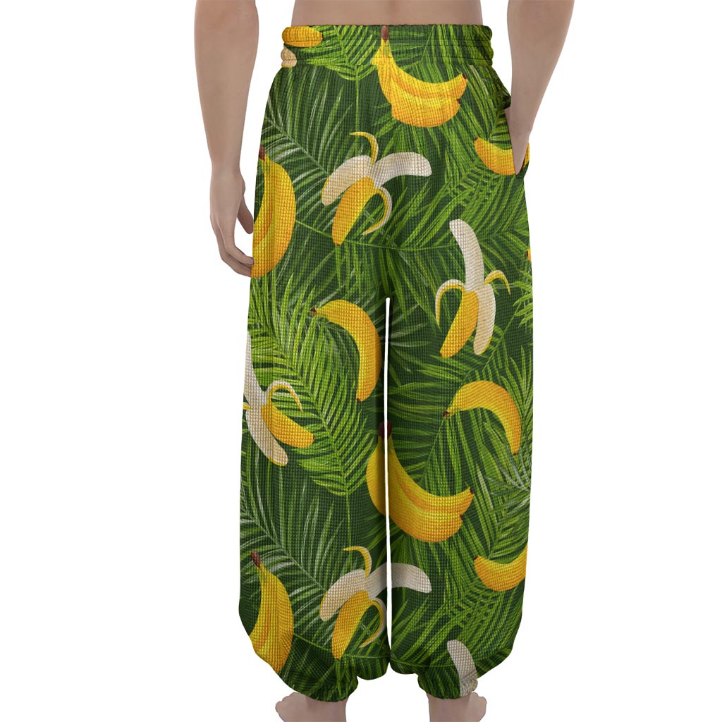 Green Tropical Banana Pattern Print Lantern Pants