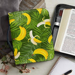 Green Tropical Banana Pattern Print Leather Bible Cover