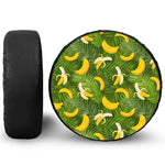Green Tropical Banana Pattern Print Leather Spare Tire Cover